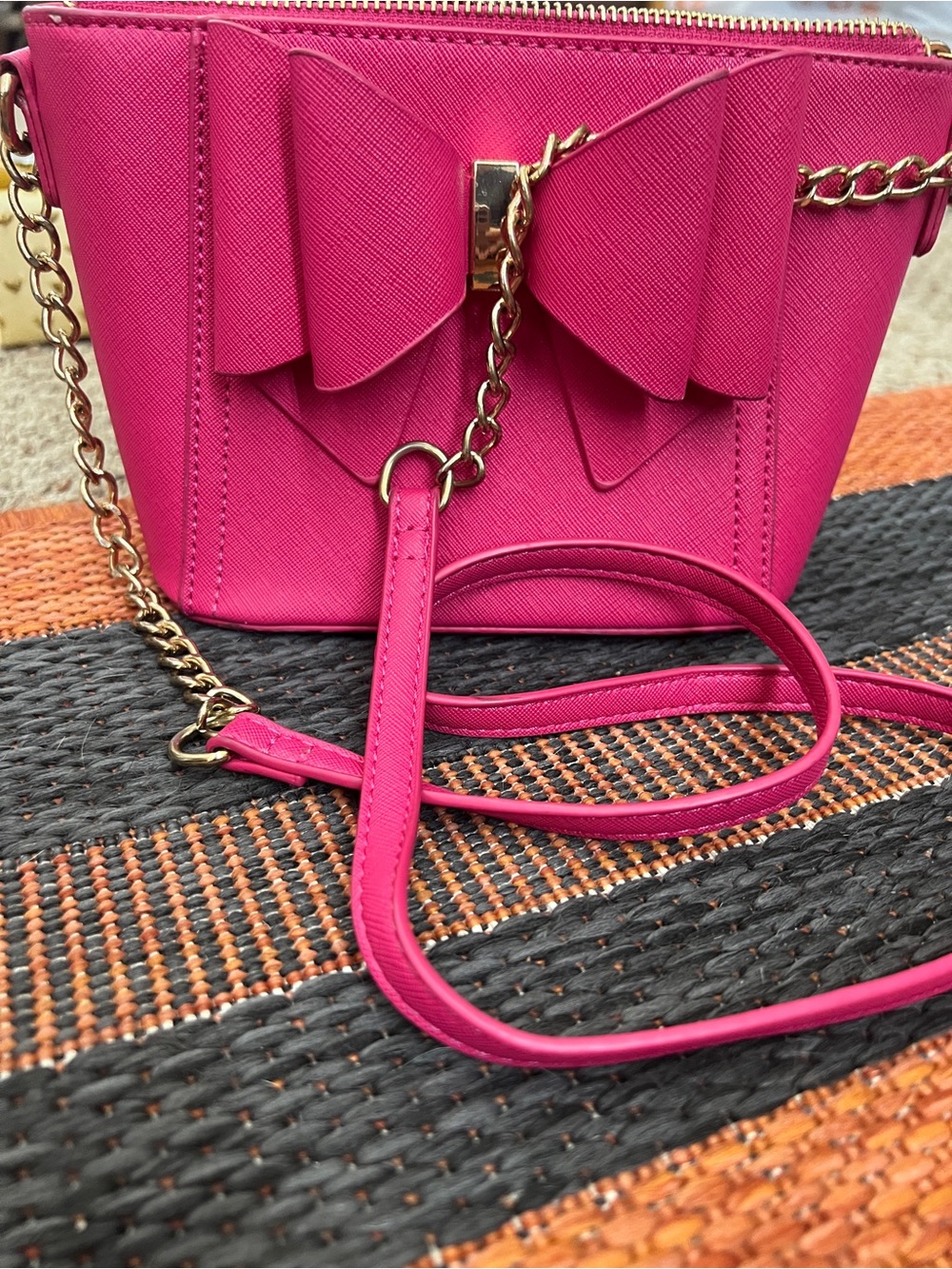 Like Dreams Hot Pink Camila Double Bowtie Crossbody Bag